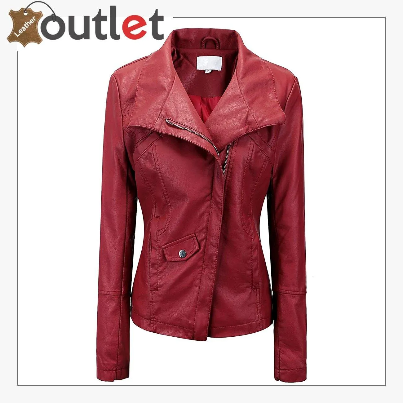 Style Plain School Leather Bomber Jacket For Women