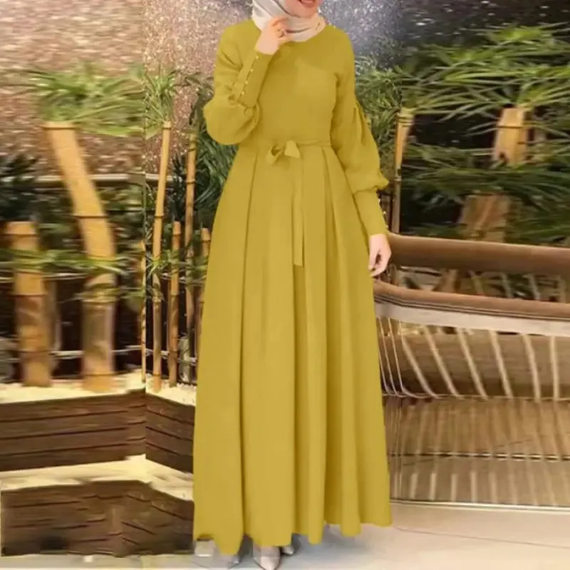 Traditional Muslim Maxi Dress - Solid Colors