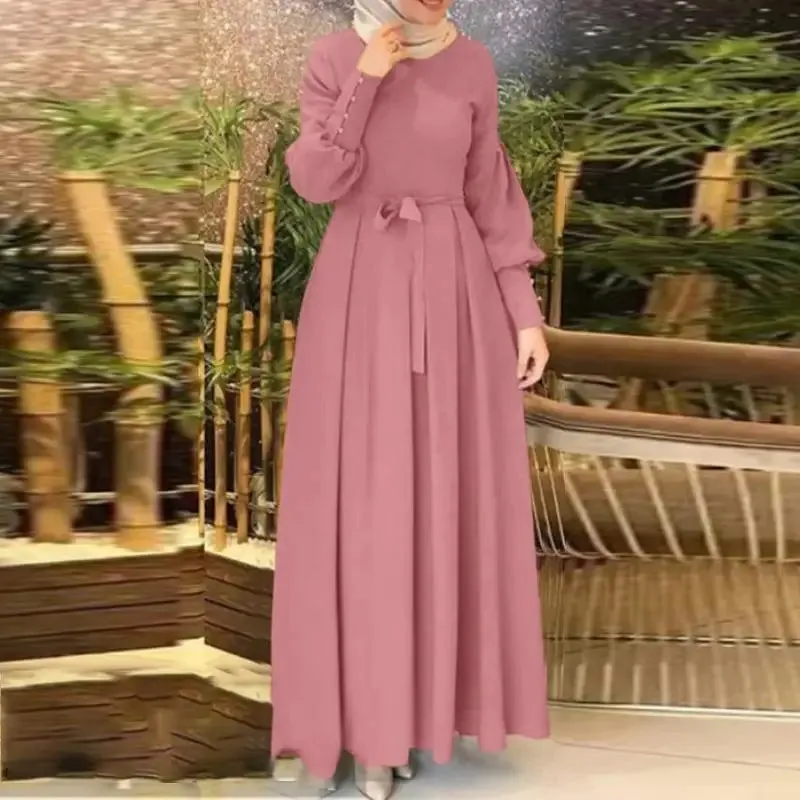 Traditional Muslim Maxi Dress - Solid Colors