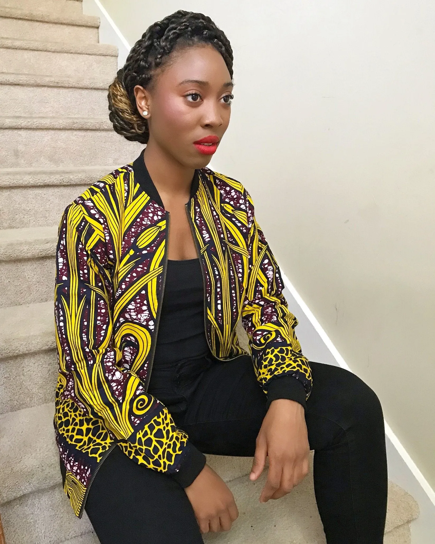 Unisex African Print Bomber Jacket