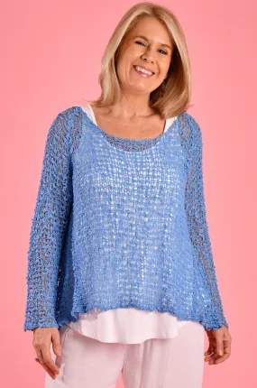 VBLJ060 - CHANELL KNITTED TOP - POWDER BLUE