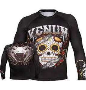 VENUM-02578-001 SANTA MUERTE 2.0 MMA Muay Thai Boxing Rashguard Compression T-shirt - LONG SLEEVES XS-XXL Black