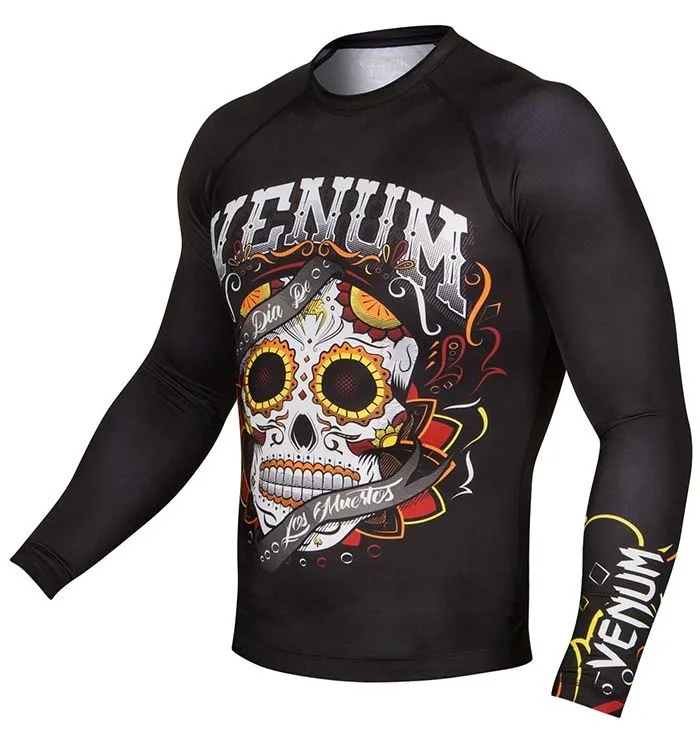 VENUM-02578-001 SANTA MUERTE 2.0 MMA Muay Thai Boxing Rashguard Compression T-shirt - LONG SLEEVES XS-XXL Black