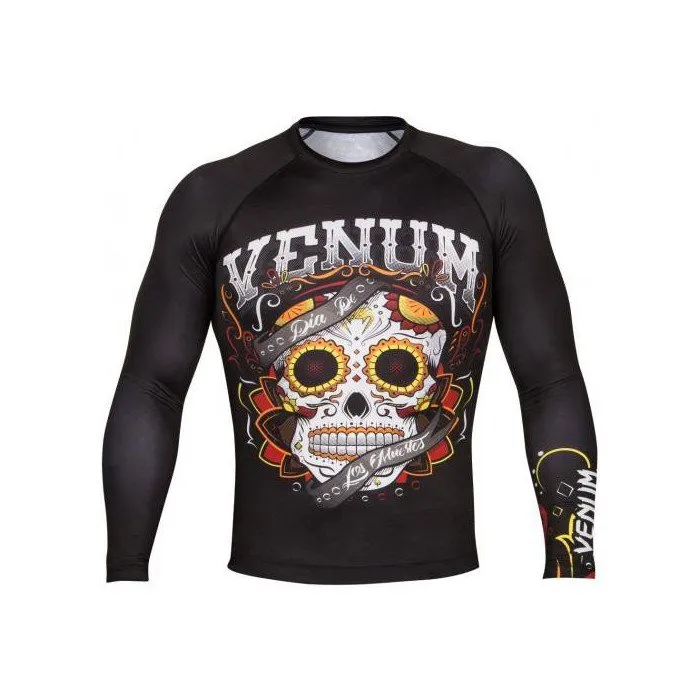 VENUM-02578-001 SANTA MUERTE 2.0 MMA Muay Thai Boxing Rashguard Compression T-shirt - LONG SLEEVES XS-XXL Black