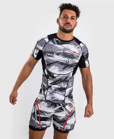 VENUM-04552-618  Electron 3.0 MMA Muay Thai Boxing Rashguard Compression Short Sleeves T-shirt Size M-XL Grey Red