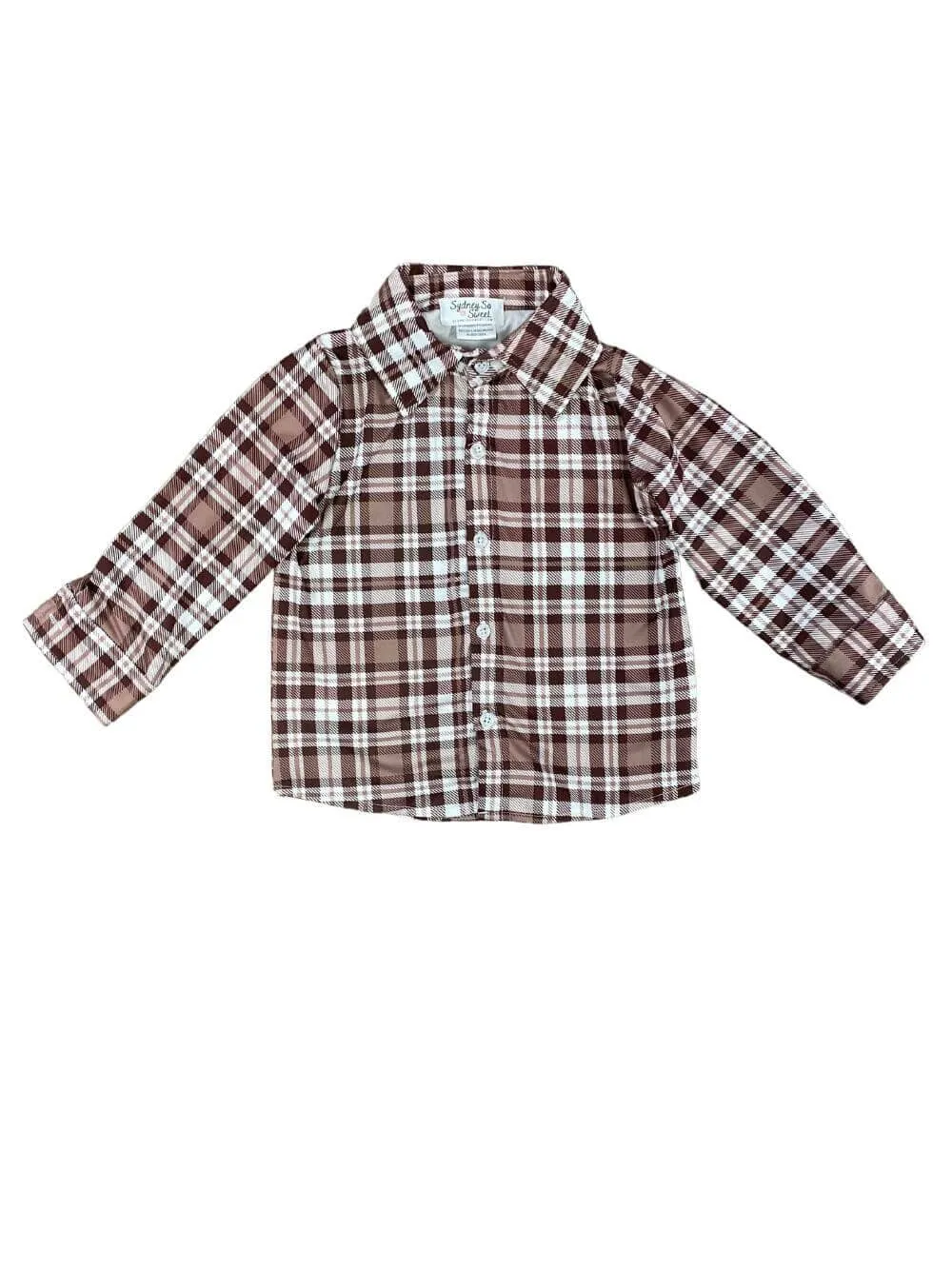 Vintage Brown Plaid Boys Button Down Top