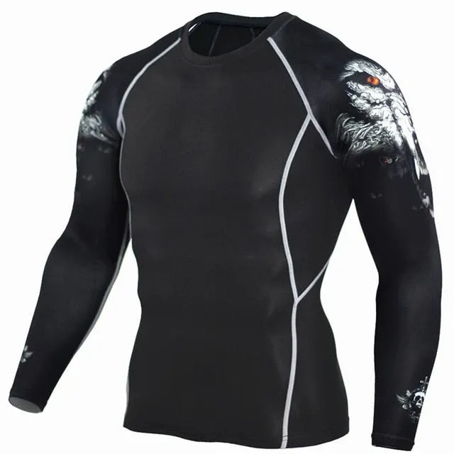 Wolf Sportswear Rash Guard Sport Shirt Men Compression Pants Gym Running Shirt Men Fitness Leggings Clothes Tight Suit