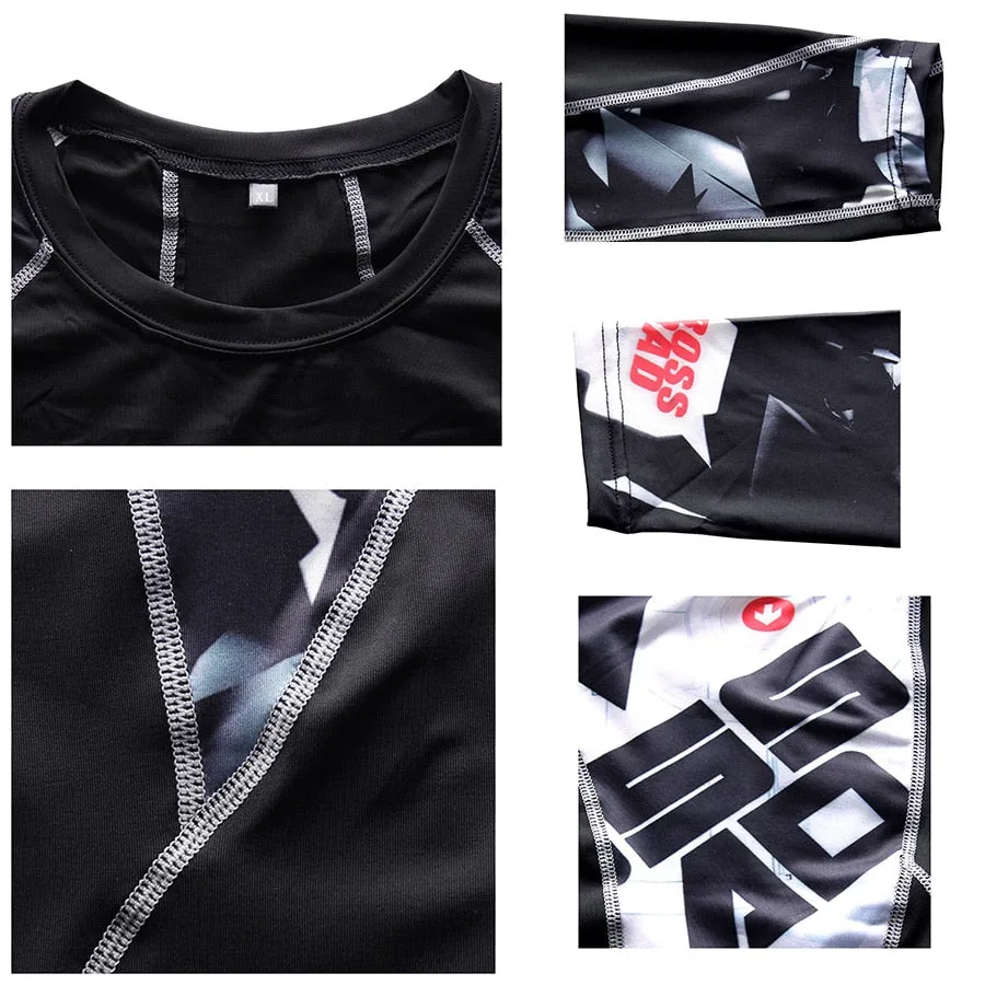 Wolf Sportswear Rash Guard Sport Shirt Men Compression Pants Gym Running Shirt Men Fitness Leggings Clothes Tight Suit