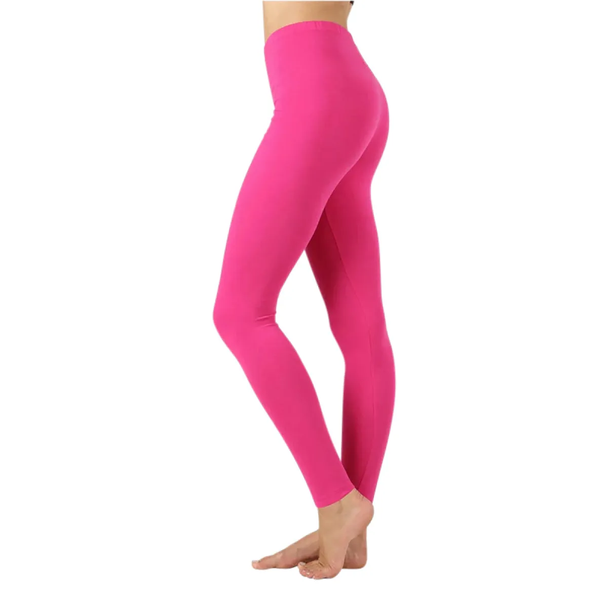 Women Basic Solid Color Cotton Full Length Leggings