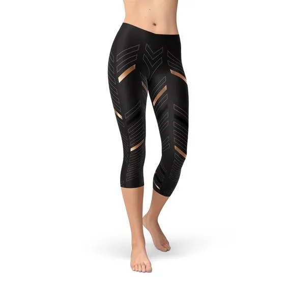 Women Sports Stripes Capri Leggings