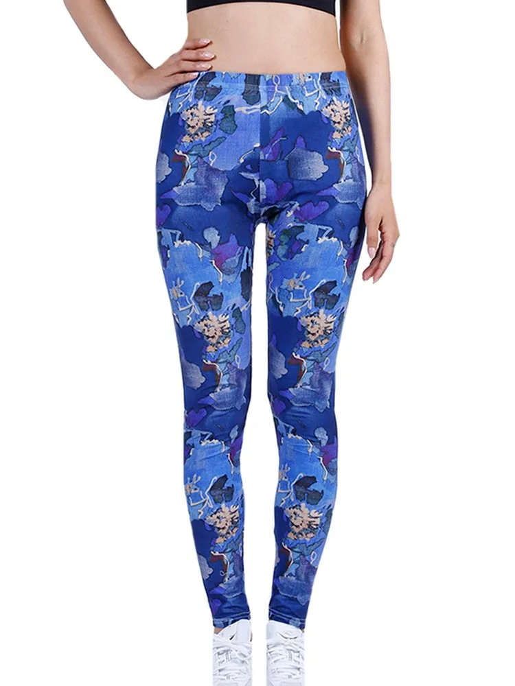 Womens Graffiti Style Slim Stretch Trouser