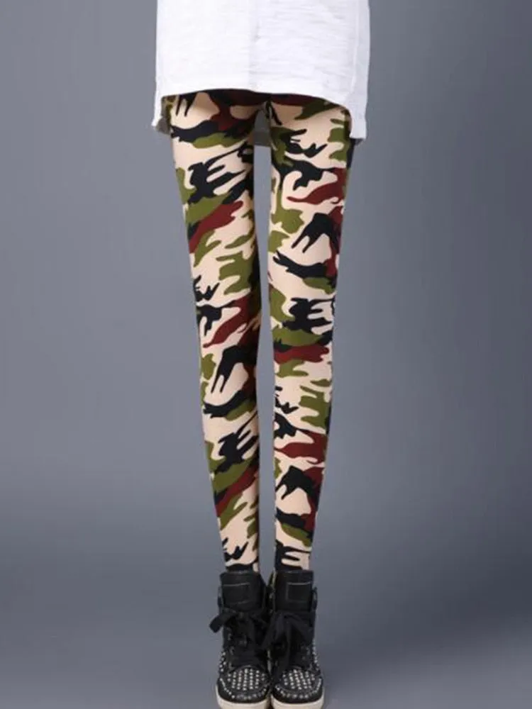 Womens Graffiti Style Slim Stretch Trouser