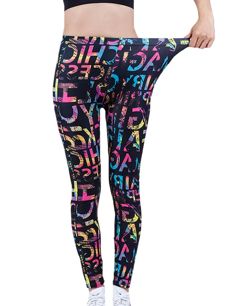 Womens Graffiti Style Slim Stretch Trouser