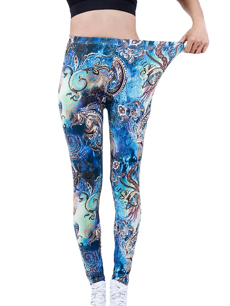 Womens Graffiti Style Slim Stretch Trouser