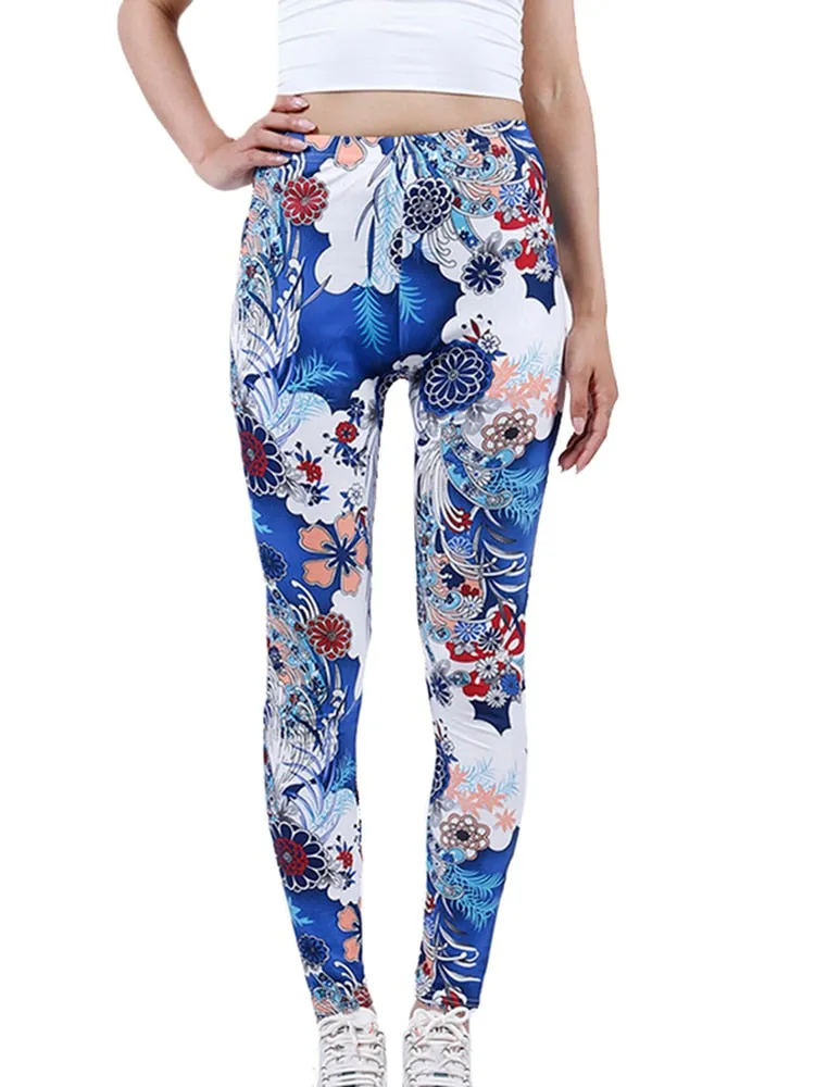 Womens Graffiti Style Slim Stretch Trouser