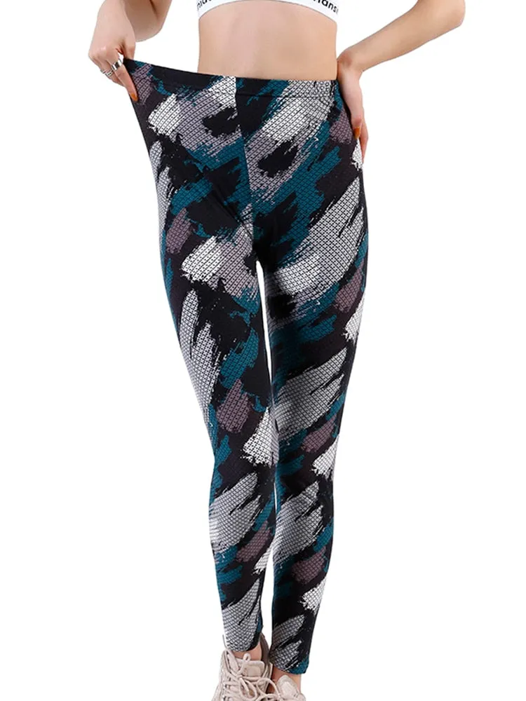 Womens Graffiti Style Slim Stretch Trouser