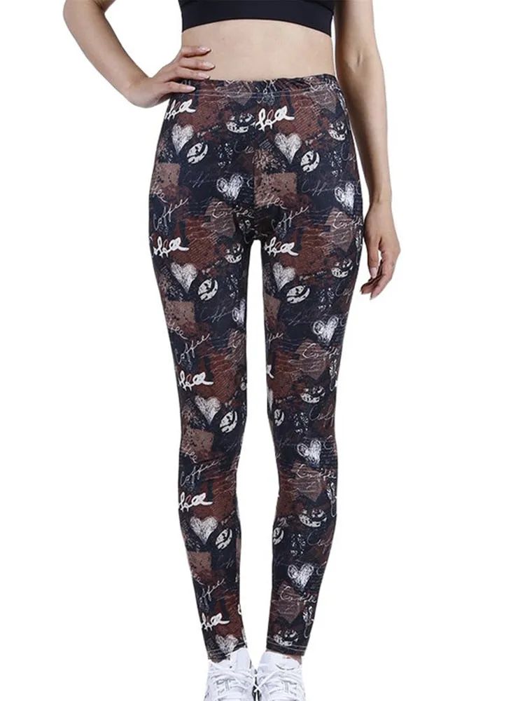 Womens Graffiti Style Slim Stretch Trouser